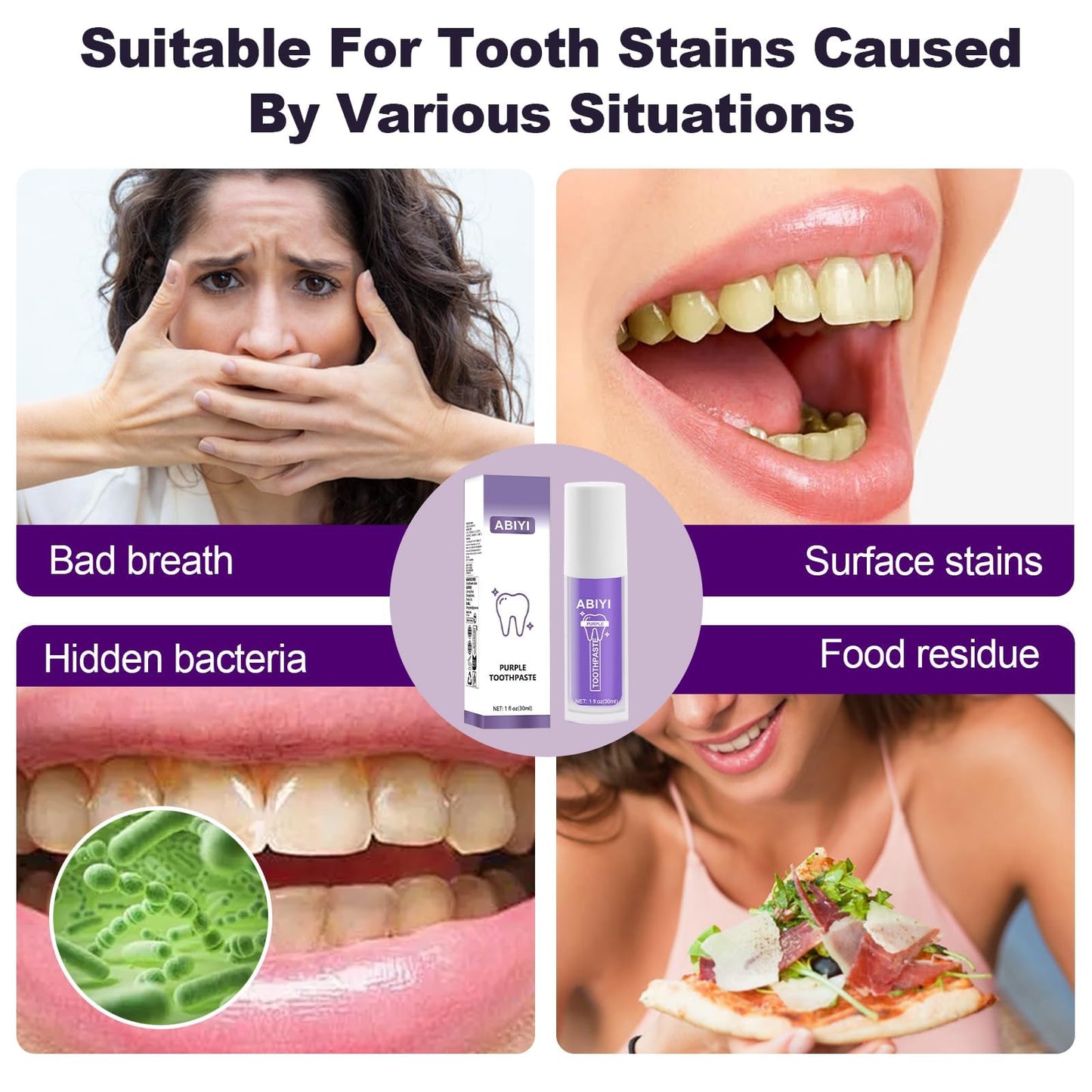 Purple Toothpaste for Teeth Whitening โ Gentle Enamel-Safe Formula, Stain Removal & Gum Care