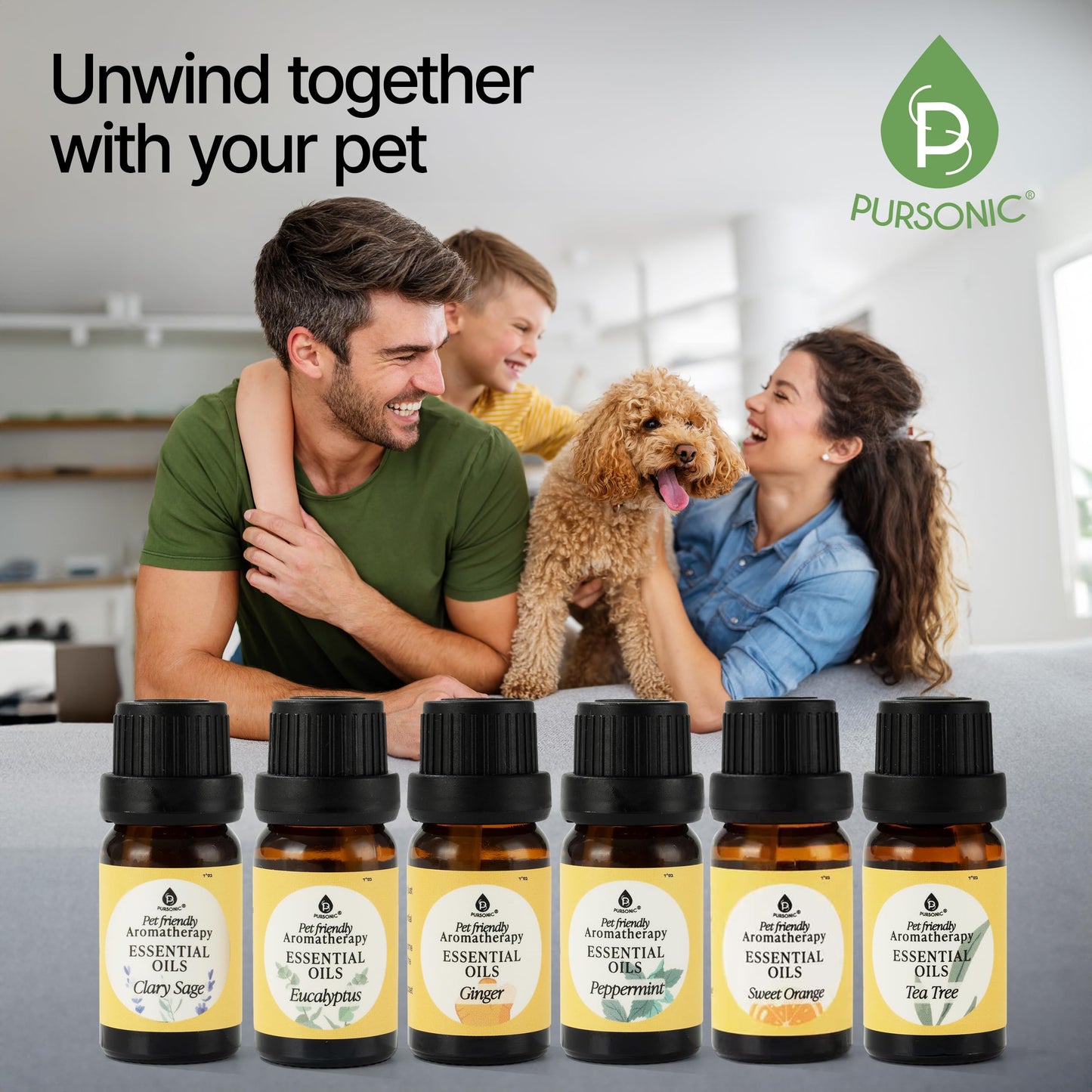 Pursonic Pet-Safe Aromatherapy Oils โ Vet-Approved 6-Piece Set (10 ml each)