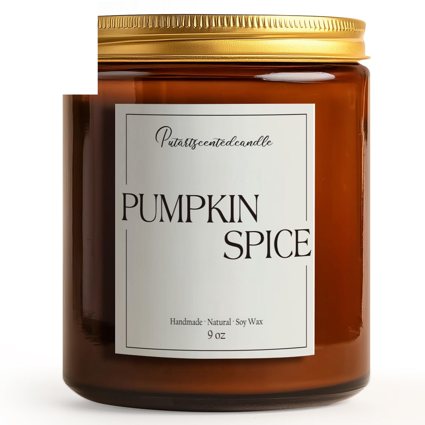 Putart Pumpkin Spice Soy Candle โ 9oz, Amber Glass Jar