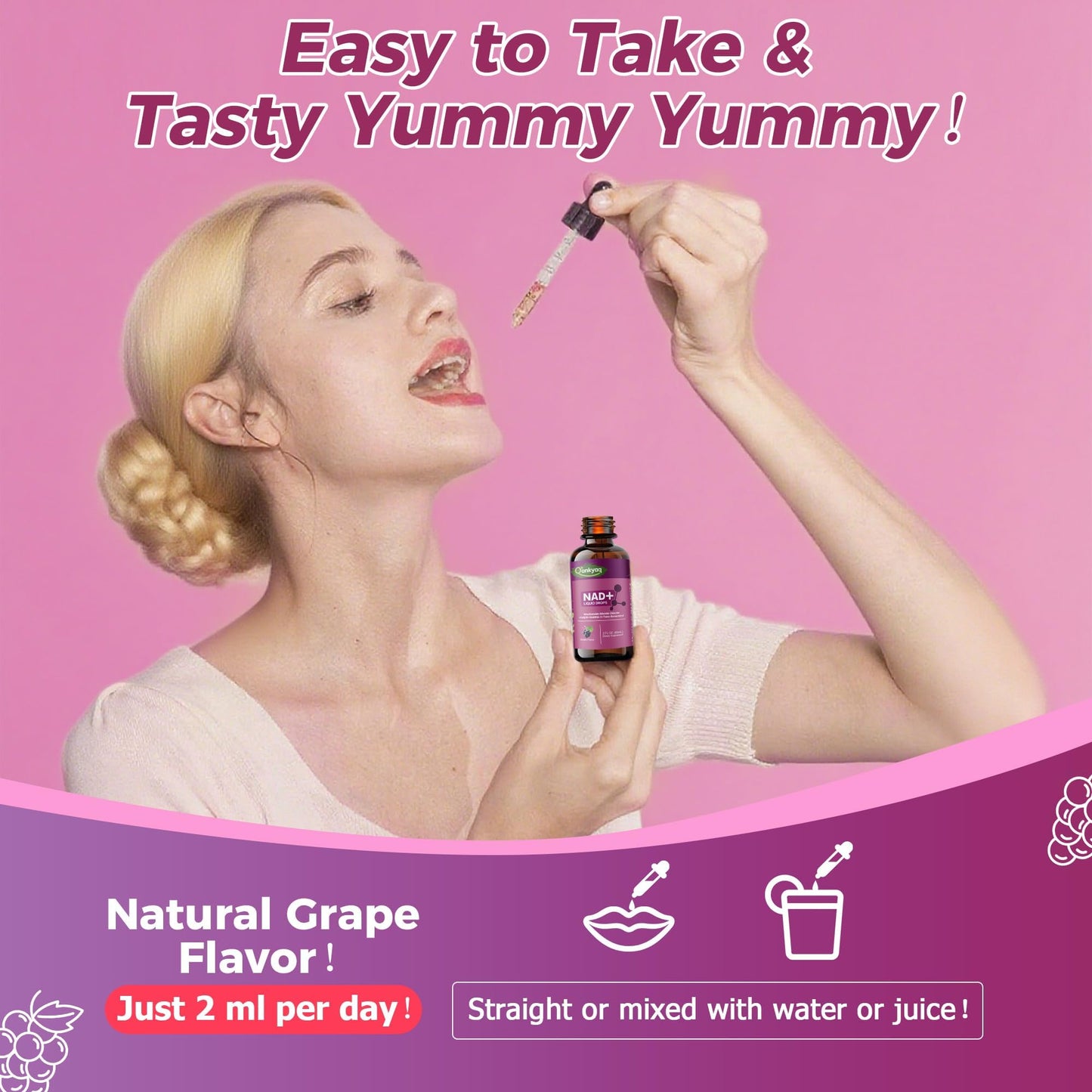 Q'ankyaq NAD+ Plus Liquid for Women โ NAD 1000mg Drops with NR & Trans-Resveratrol