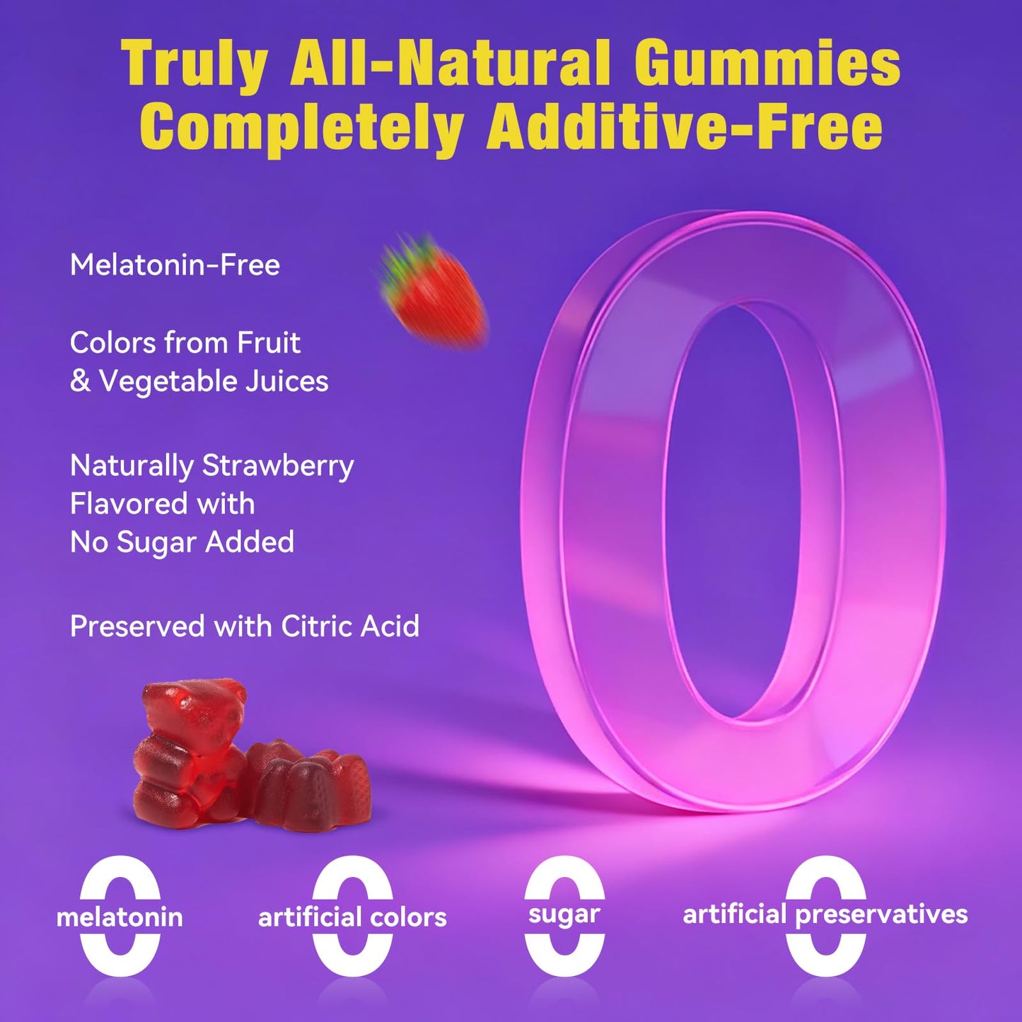 QualiLife Melatonin-Free Sleep Gummies for Adults โ Magnesium, Valerian & 5-HTP | Sugar-Free Strawberry