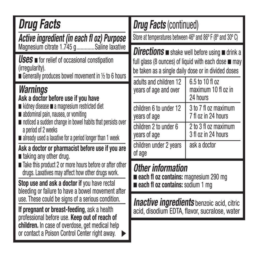 Quality Choice Magnesium Citrate 10oz Cherry โ Saline Laxative
