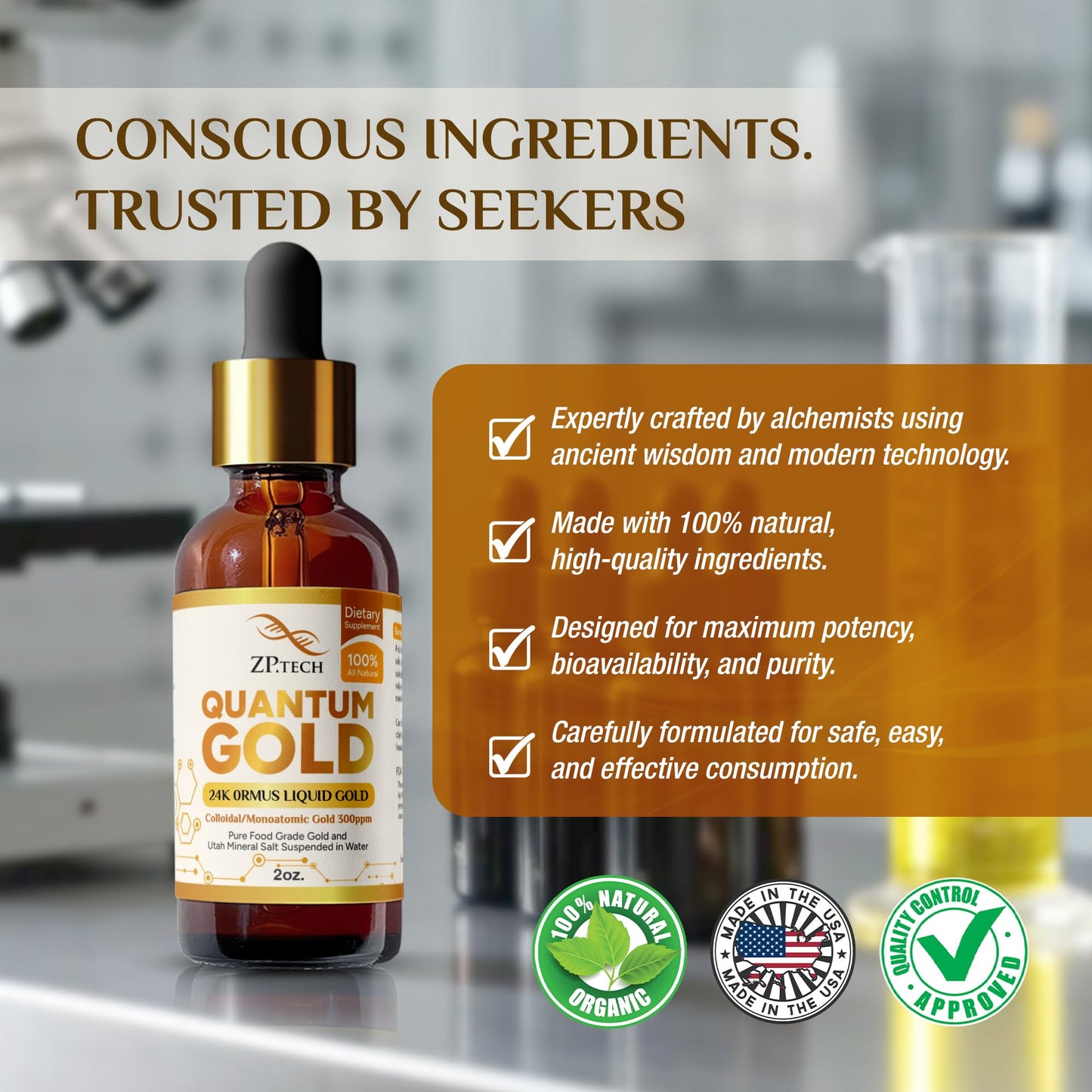 Quantum Gold Liquid Ormus Monoatomic Gold Elixir 24K โ 2oz | Pineal Activation & Lucid Dreaming