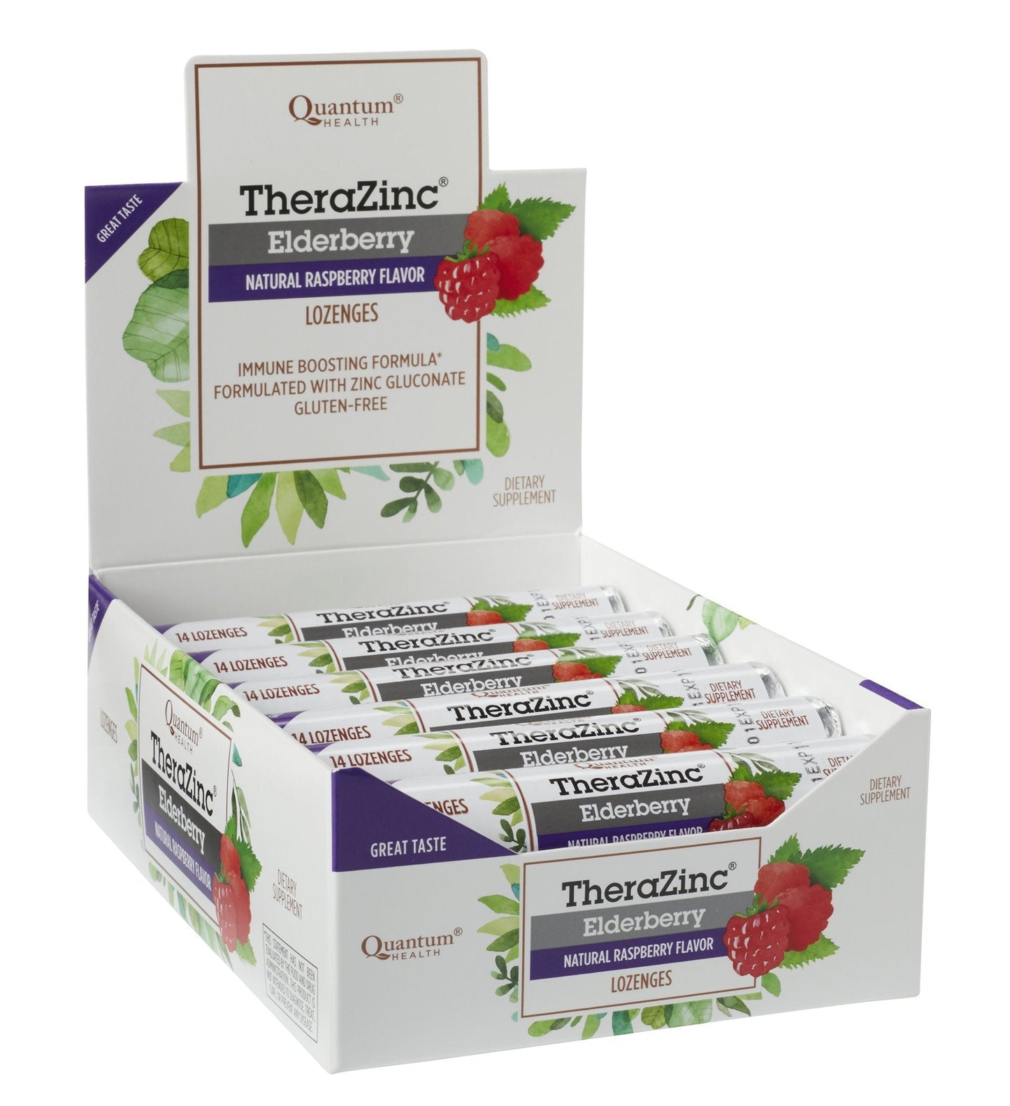 Quantum Health TheraZinc Zinc Lozenges โ Elderberry Raspberry, Immune Support, Zinc Gluconate, 14 Count