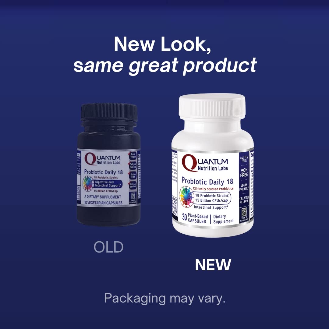 Quantum Nutrition Labs Probiotic Daily 18 โ Digestive Health Probiotics (30 Vegetarian Capsules)