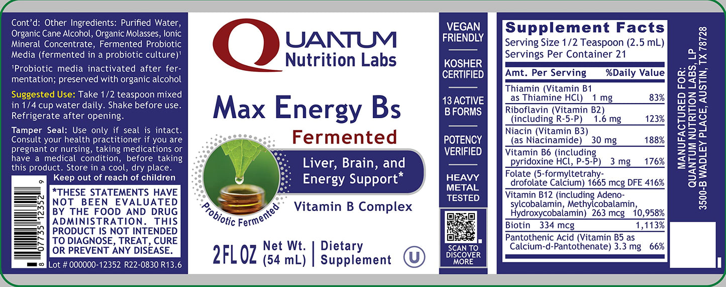 Quantum Nutrition Labs Max Energy B โ Liquid Vitamin B Complex (2 Fl Oz)