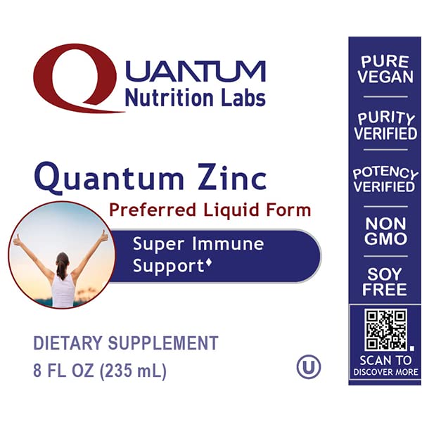Quantum Nutrition Labs Zinc โ Liquid Zinc Drops (25 mg Zinc Sulfate) for Immune Support | 8 oz