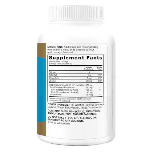 Qunol Advanced Omega-3 Krill & Fish Oil Complex โ 10x Better Bioavailability, 250mg EPA & DHA, 90 Count