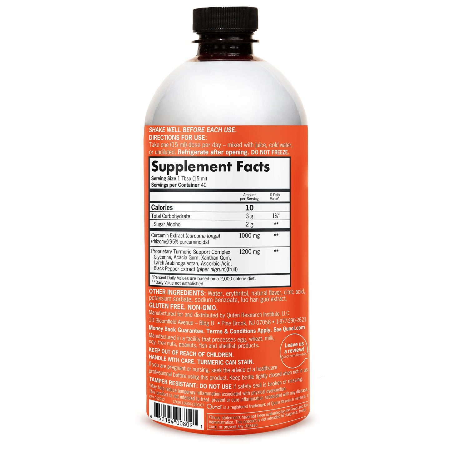Qunol Liquid Turmeric Curcumin 1000mg with Black Pepper โ Joint Support