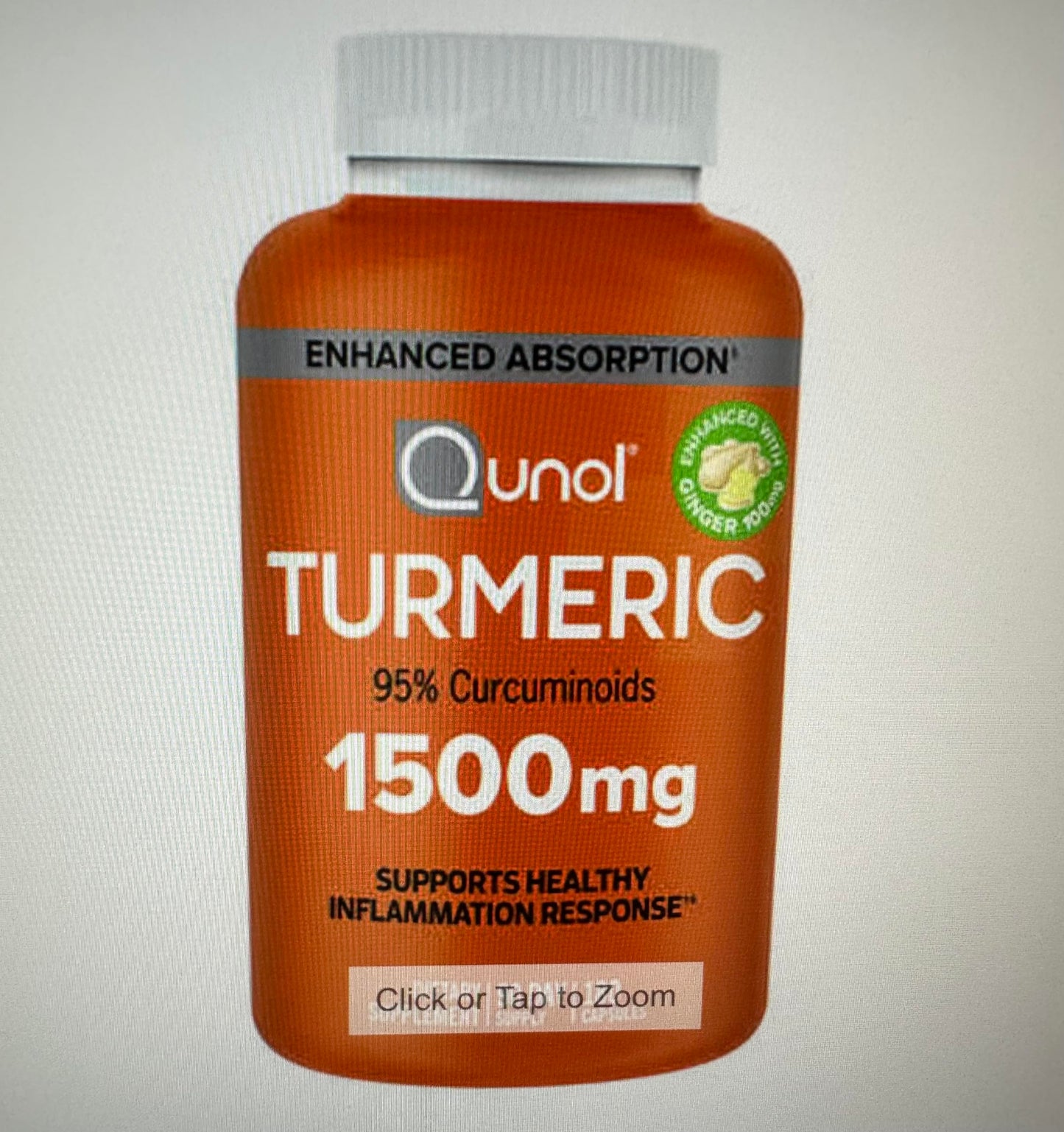 Qunol Turmeric Curcumin 1500mg with Black Pepper & Ginger โ 180 Veg Capsules