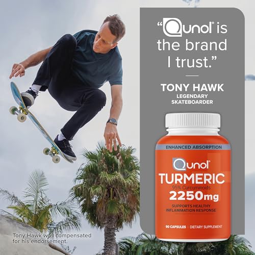 Qunol Turmeric Curcumin 2250mg with Black Pepper โ 95% Curcuminoids, Joint Support