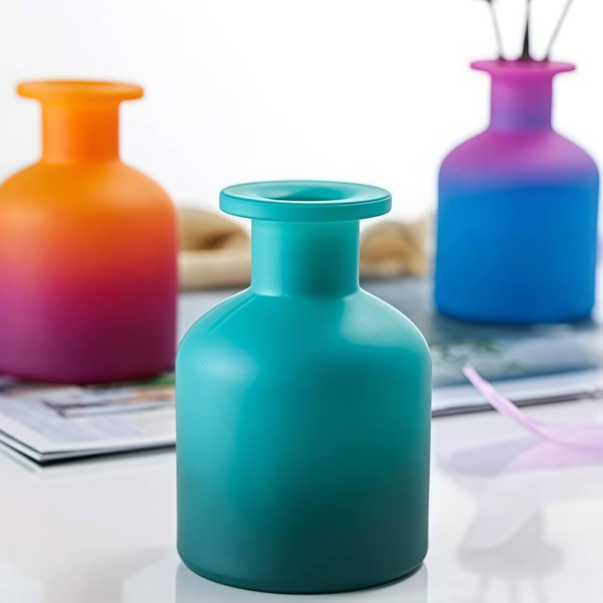 QUUPY 150ml Glass Diffuser Bottle β DIY Essential Oils Container (4 Colors)
