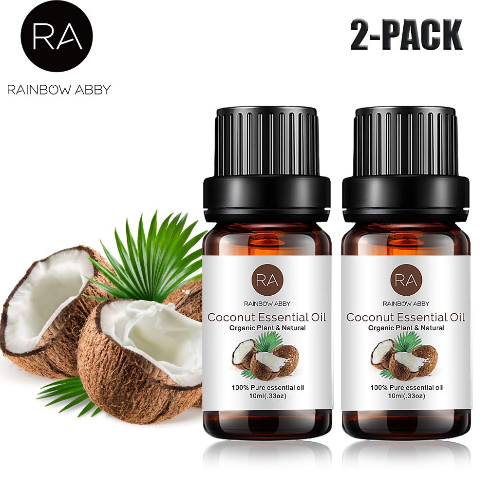 Rainbow Abby 2-Pack Coconut Essential Oil โ Pure, Undiluted, Therapeutic Grade (2x10 mL)