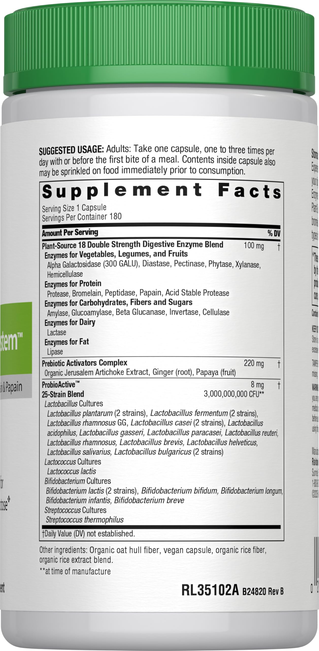 Rainbow Light Advanced Enzyme System โ Plant-Source Enzyme Blend, 180 Capsules (Package May Vary)