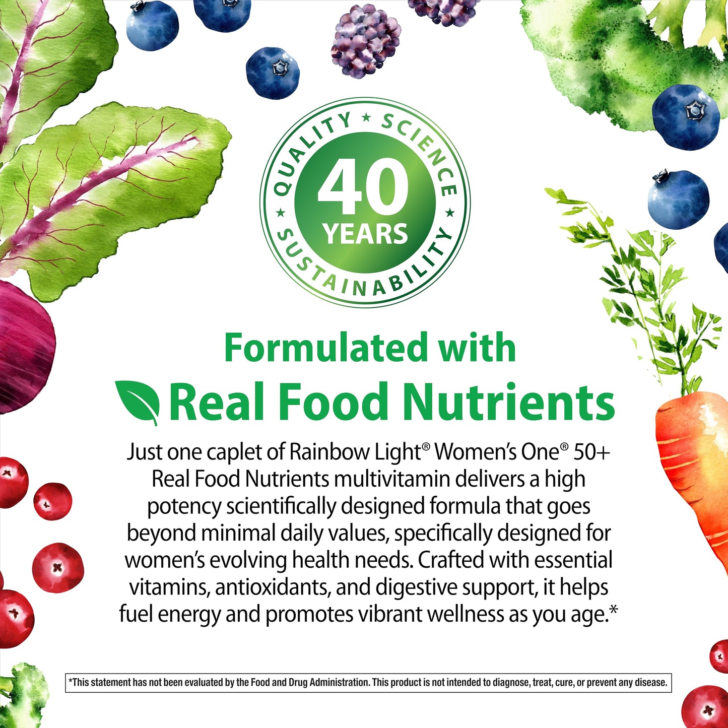 Rainbow Light Women 50+ Multivitamin โ Immune Support, Probiotics, Non-GMO, Vegetarian | 60 Tablets