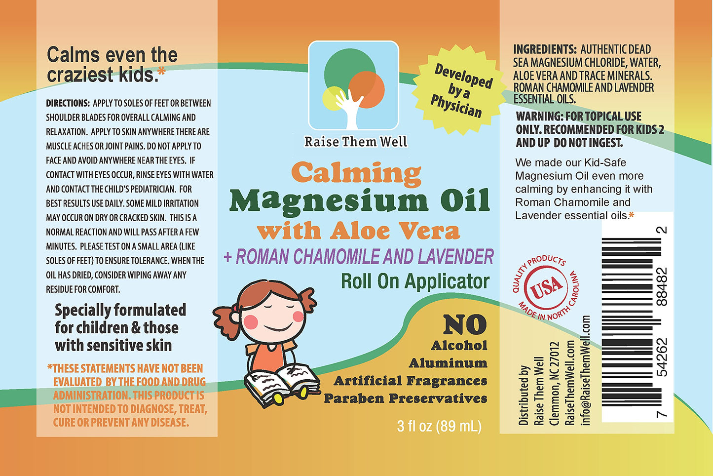 Magnesium Oil Calming Roll-On for Kids โ Aloe Vera, Roman Chamomile & Lavender