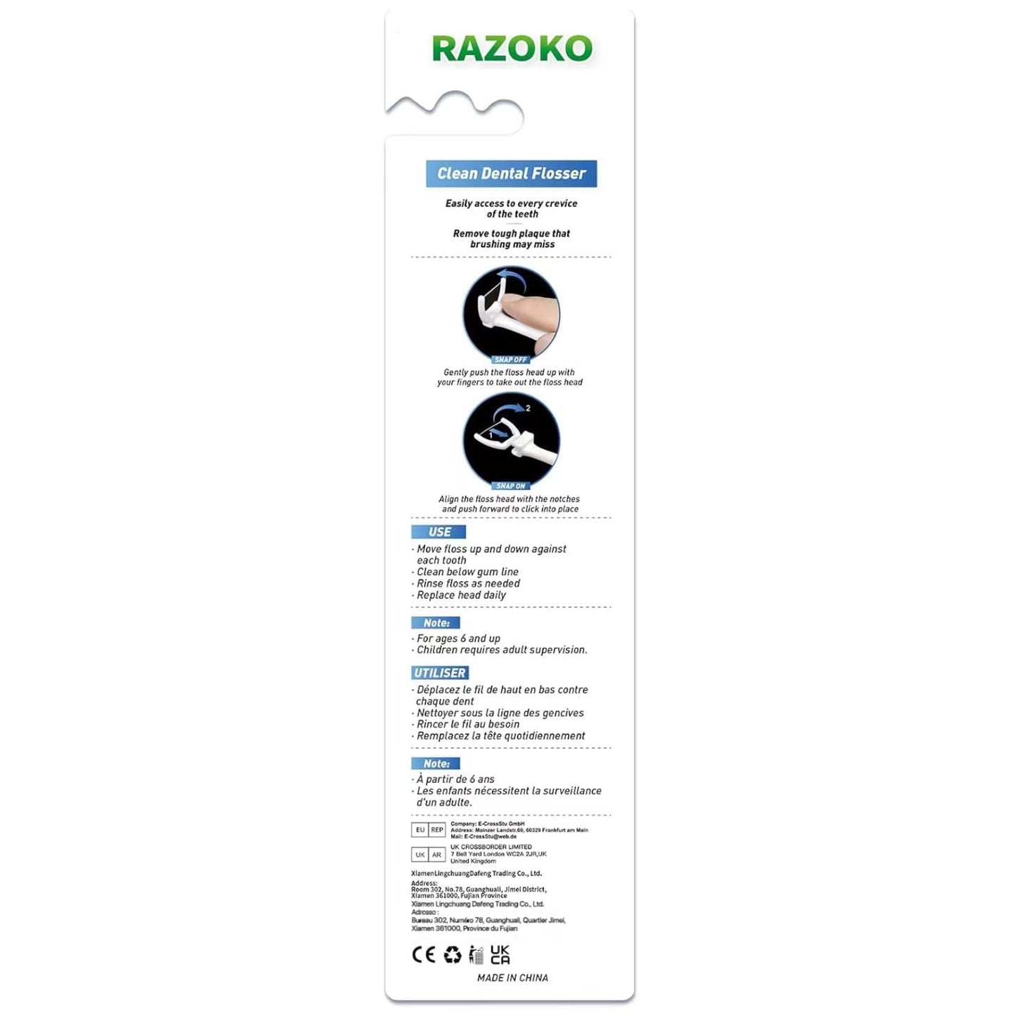 RAZOKO Ultimate Flosser Kit โ 1 Handle & 120 Extra Strength Refills