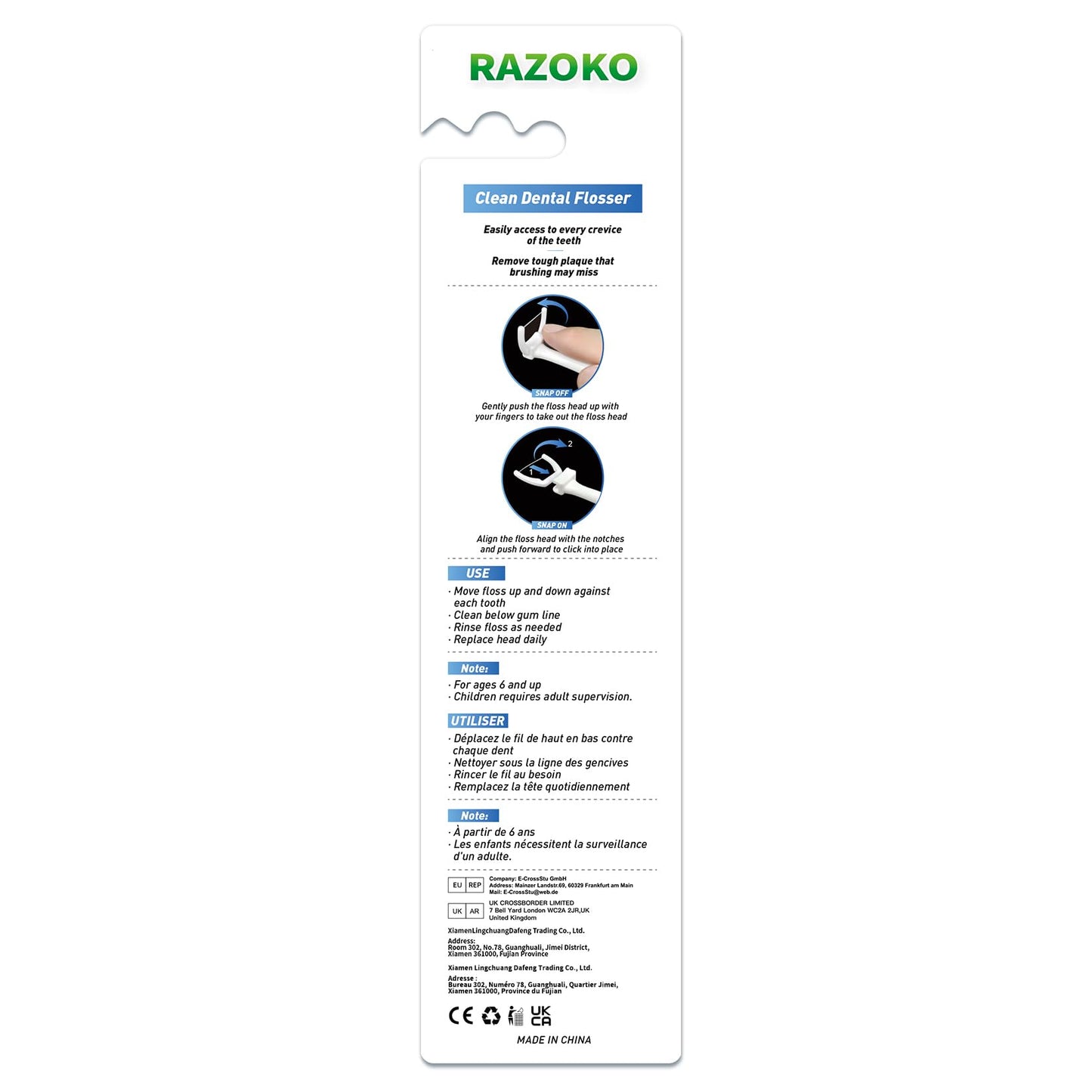 RAZOKO Ultimate Flosser Kit β 2 Handles & 240 Extra Strength Refills
