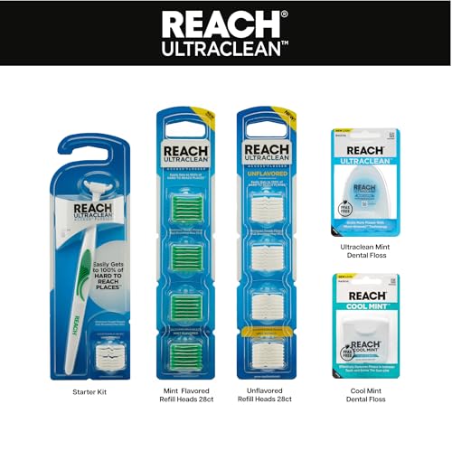 REACH Cool Mint Dental Floss โ Fresh Mint, PFAS Free, 6 Pack, 55 yd