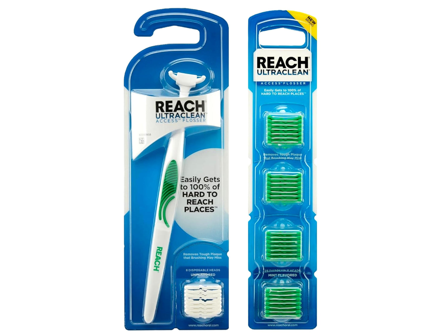 REACH Ultraclean Access Snap-On Flosser & Flosser Refill Head โ Mint Flavor, 28 ea Pack (1 ea)