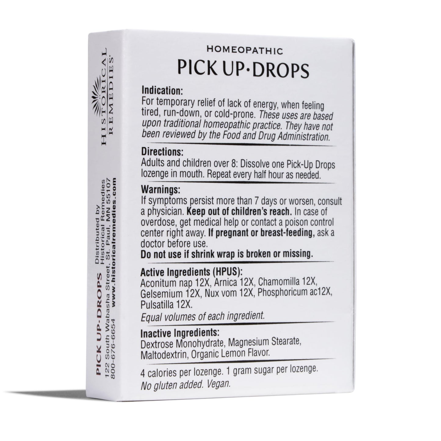 Historical Remedies Pick Up Drops 12 Pack โ Vegan & Gluten-Free Homeopathic Lozenges
