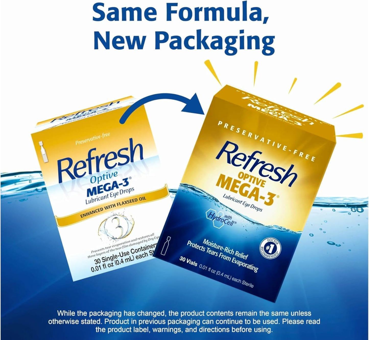 Refresh Optive Mega-3 Eye Drops โ Preservative-Free Lipid-Enhancing Lubricant (30 ea x 3)