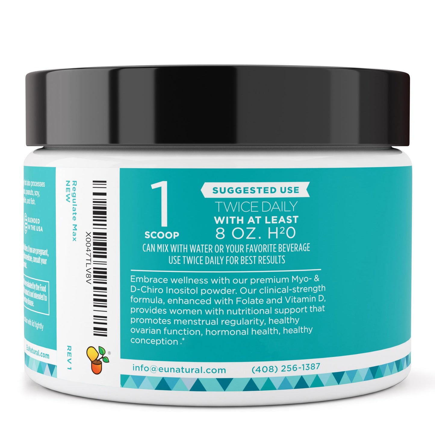 Regulate MAX Myo-Inositol & D-Chiro Inositol Powder for Women β PCOS Support, Vitamin D & Folate, 60 Servings