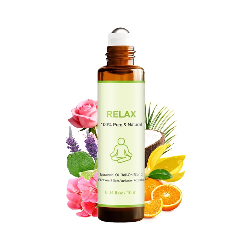Relax Essential Oils Roll-On โ Organic Lavender, Geranium, Ylang Ylang & More
