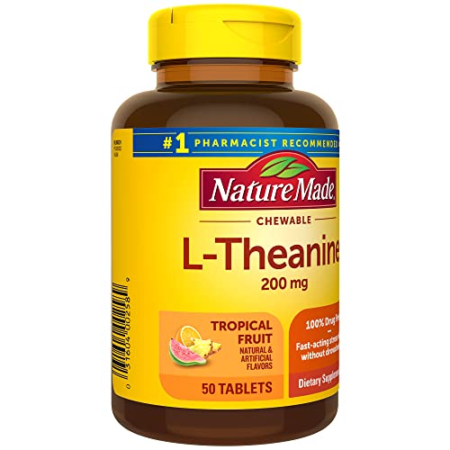 Nature Made L-Theanine 200mg Chewables โ Stress Relief, 50-Day Supply