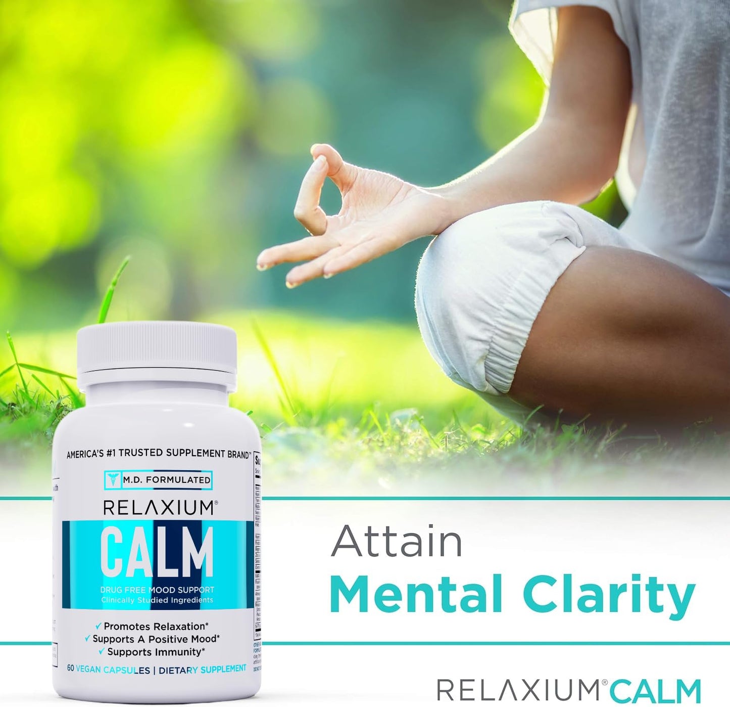 Relaxium Calm โ Non-Habit Stress & Mood Support (Ashwagandha, 5-HTP, GABA) โ Made in USA (60 Capsules)
