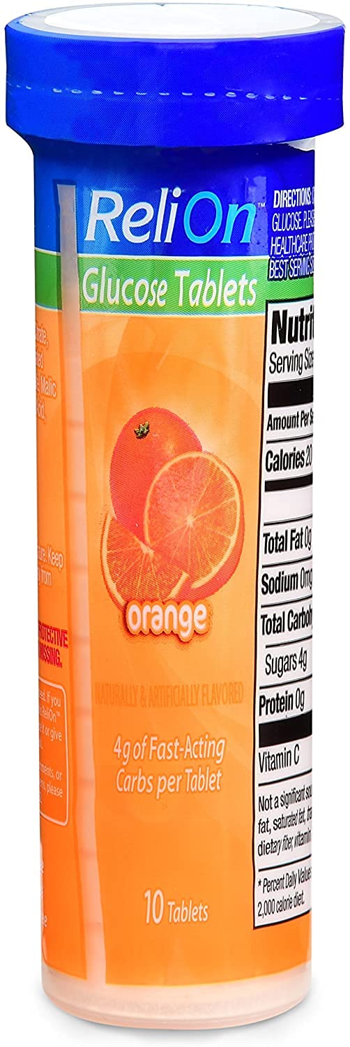 Relion Glucose Tablets: Orange, Tropical and Fruit Punch โ Total 30 Tablets