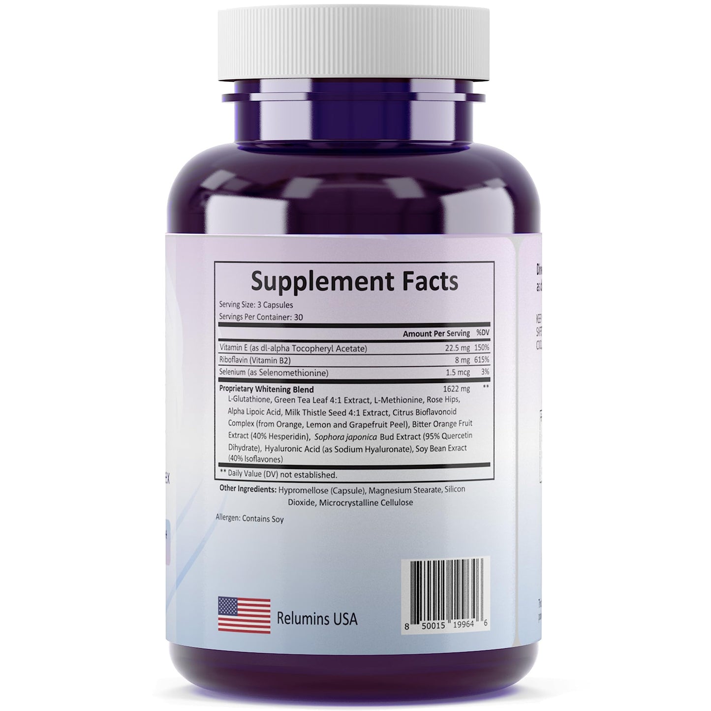Relumins L-Glutathione Complex 1650mg โ Antioxidant Support & Skin Health (USA) | 90 Vegetarian Capsules x 2 Bottles