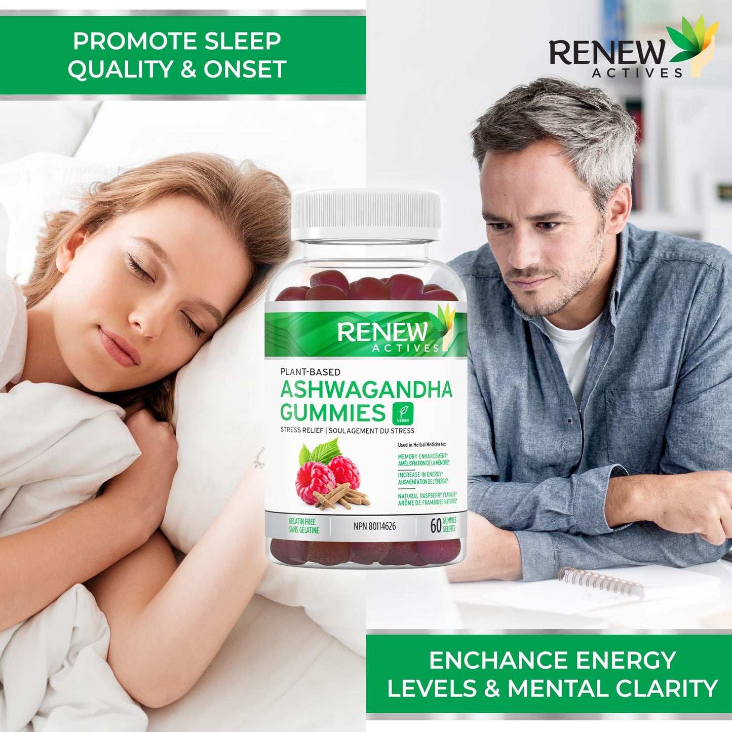 Renew Actives Ashwagandha Gummies 100MG โ Vegan, Made in Canada