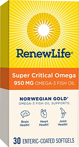 Renew Life Norwegian Gold Super Critical Omega Softgels โ 950 mg EPA/DHA, 30 Count, Heart & Brain Support