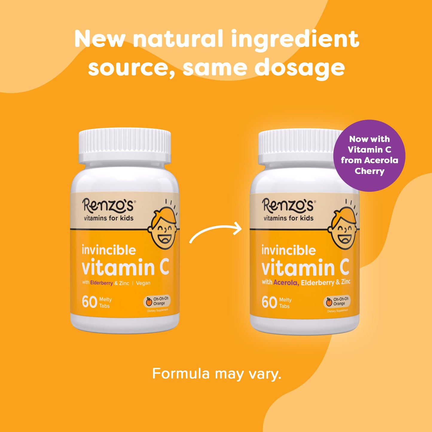 Renzo's Invincible Vitamin C for Kids with Elderberry & Zinc โ 60 Melty Tabs
