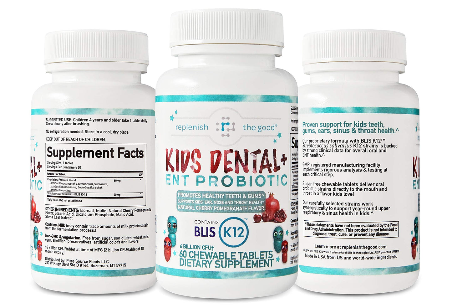Children's Dental Probiotic Chewables โ 6B CFU | Teeth & Gums, Bad Breath & ENT Support (Cherry-Pomegranate)