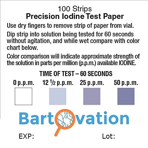Restaurant Sanitizer Iodine Test Paper 0-50 ppm โ 100 Strips