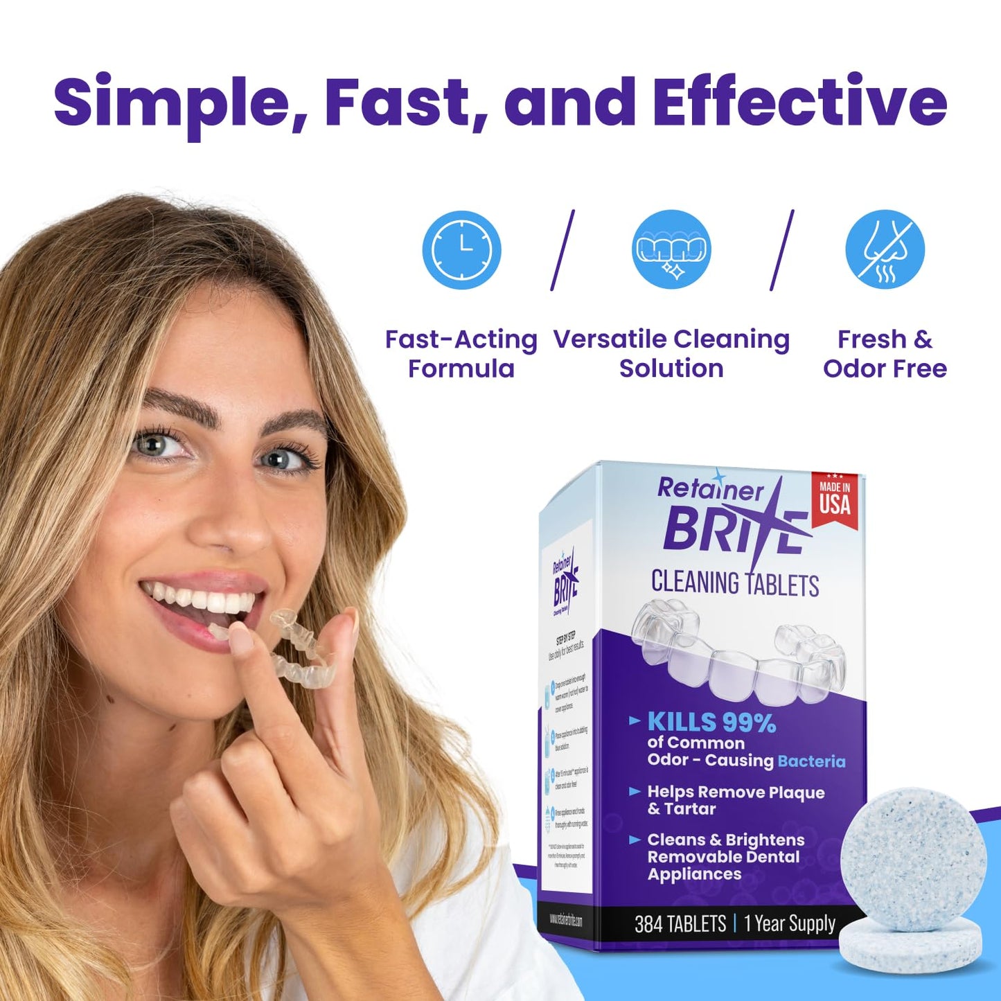 Retainer Brite โ 384 Tablets (1 Year Supply) for Clear Aligners & Retainers