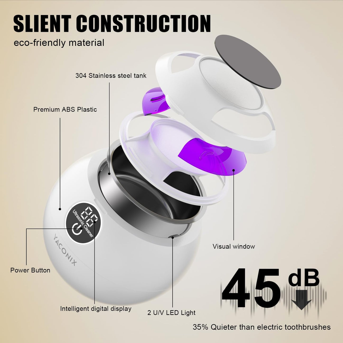 Retainer Cleaner Machine 45kHz Ultrasonic โ 200ML, 3 Cleaning Modes
