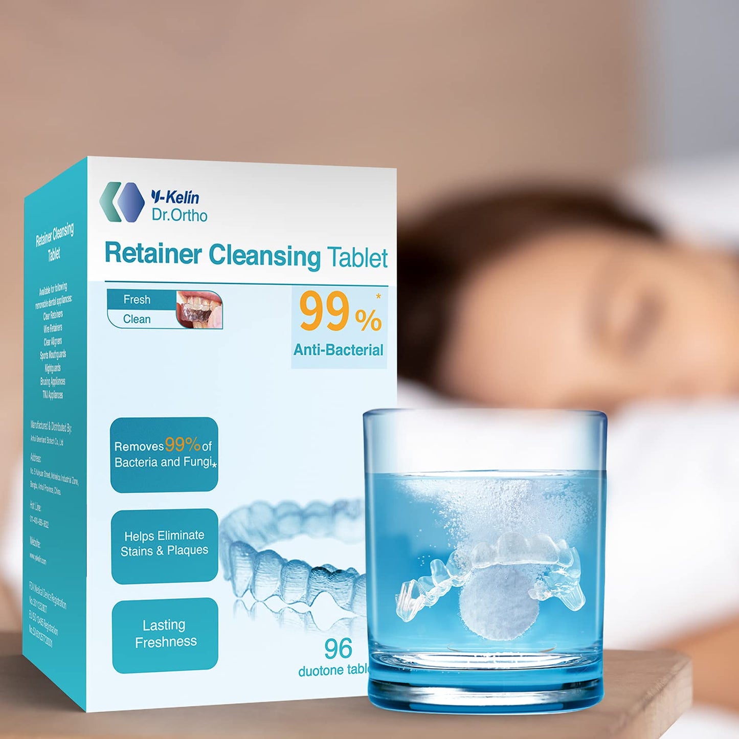 Retainer Cleaner Tablets โ Invisalign Cleaner, Denture Cleaning Tablets, 3-Month Supply | Y-Kelin