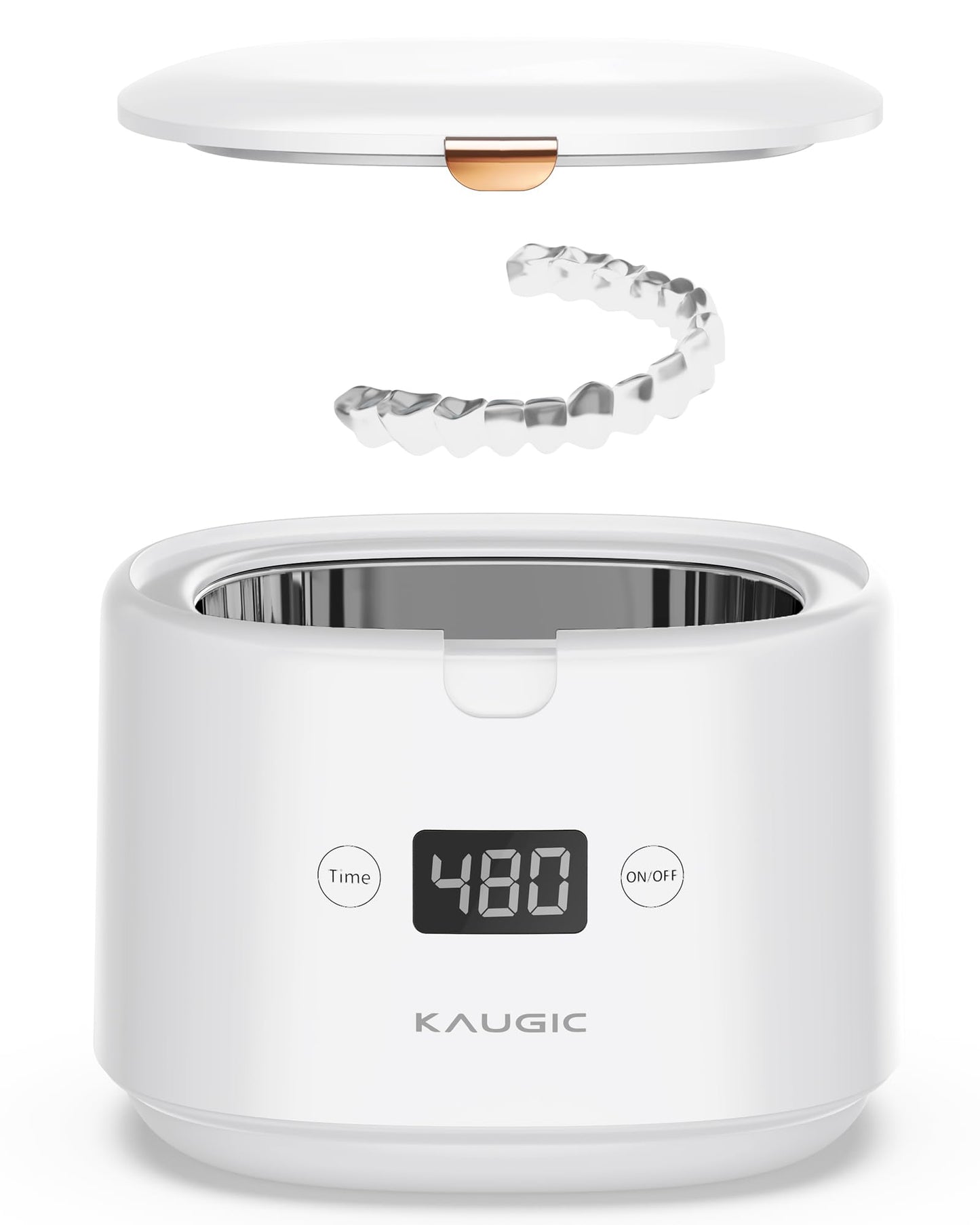 Retainer Cleaner with Upgraded MCU โ 30W/45kHz Ultrasonic, 230ml Portable (White)