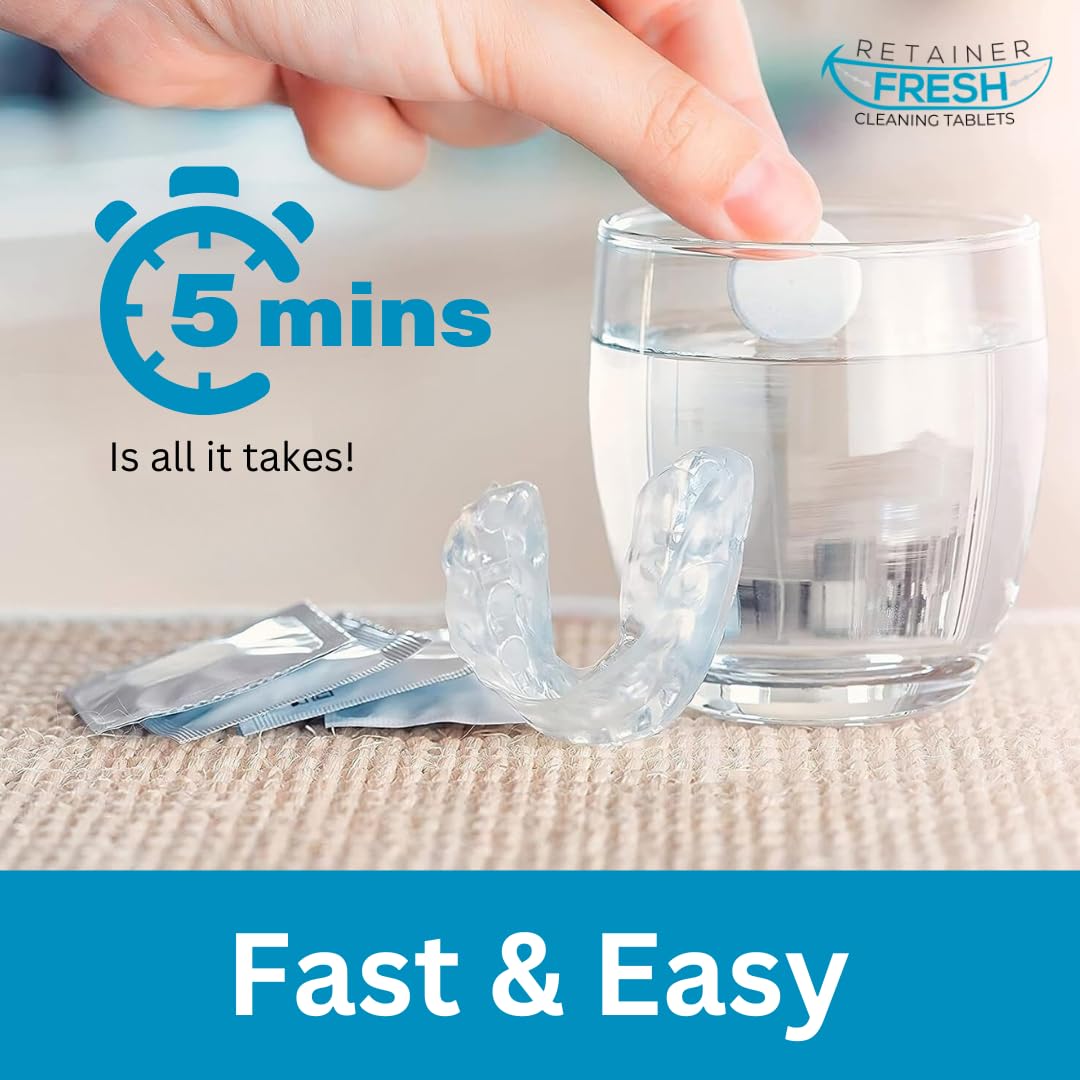 Retainer Cleaning Kit & Tablets โ 36 Tabs (1 Month) | Cleaners for Aligners, Mouth Guards & Dentures