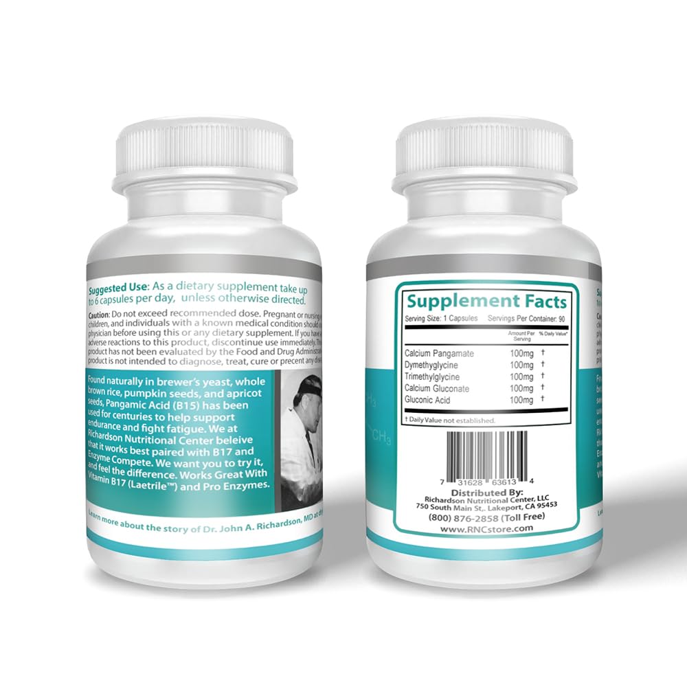 Richardson Nutritional Center B15 Complete Extra Strength โ Pangamic Acid (DMG, TMG) 500mg, 90 VCaps