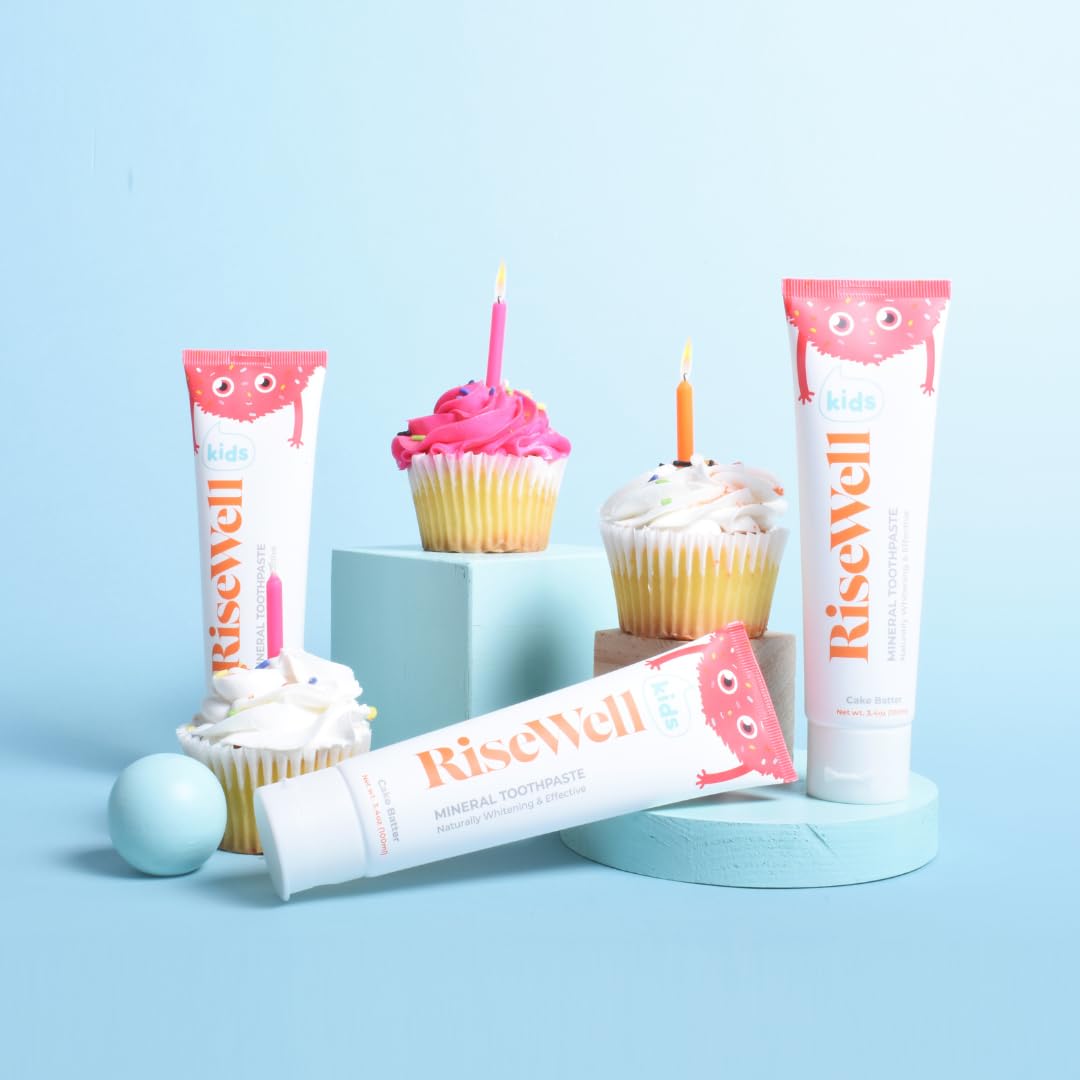 RiseWell Kids Mineral Toothpaste β Hydroxyapatite, No Fluoride, Cake Batter β 3.4 oz (Pack of 2)