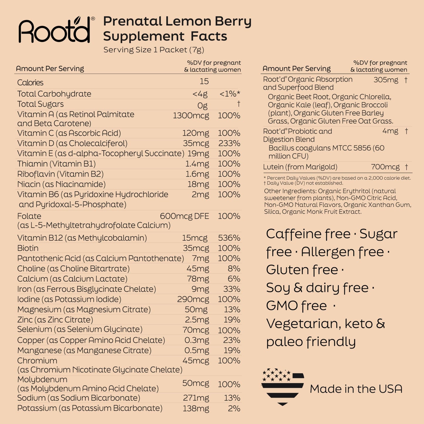 Root'd Prenatal Multivitamin Powder โ 25 Vitamins & Minerals, 3x Electrolytes, Sugar-Free | 90 Packets