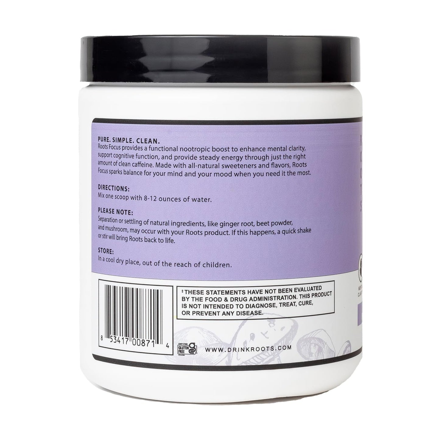 Silver Star Nutrition Roots Focus Nootropic Brain Supplement โ BlackBerry Lavender Lemonade | 50 Servings