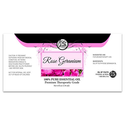 Oil of Youth Rose Geranium Essential Oil 4 oz โ Pure Therapeutic Grade for Skin & Diffuser