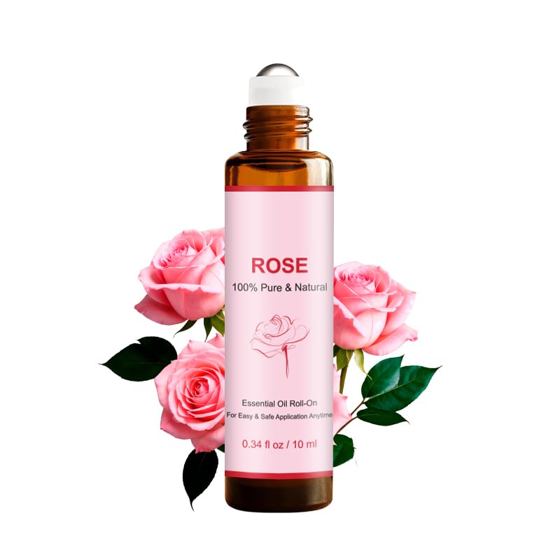 Rose Rollerball Essential Oil 10ML - Coconut Body Oil for Aromatherapy & Skin Care