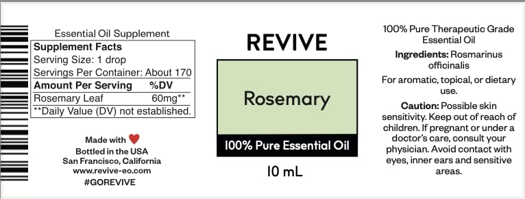 Rosemary Essential Oil by Revive โ 100% Pure Therapeutic Grade for Diffuser & Aromatherapy