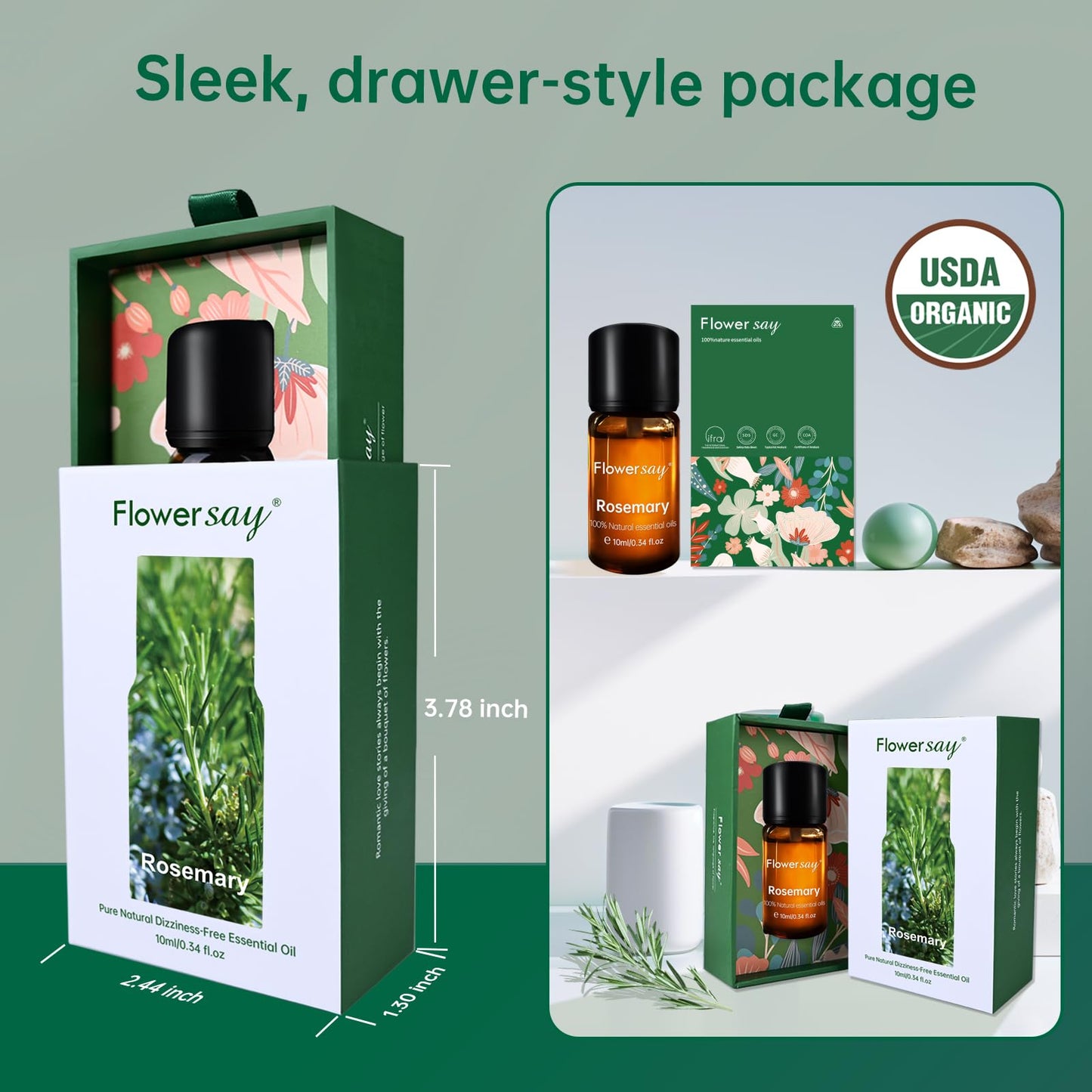 Rosemary Essential Oil for Hair Growth โ 100% Pure, Organic, USDA Certified (10ml)